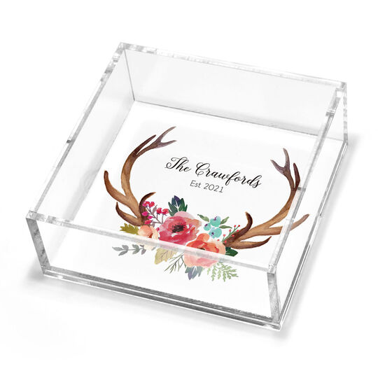 Decorated Antlers Petite Lucite Trinket Tray